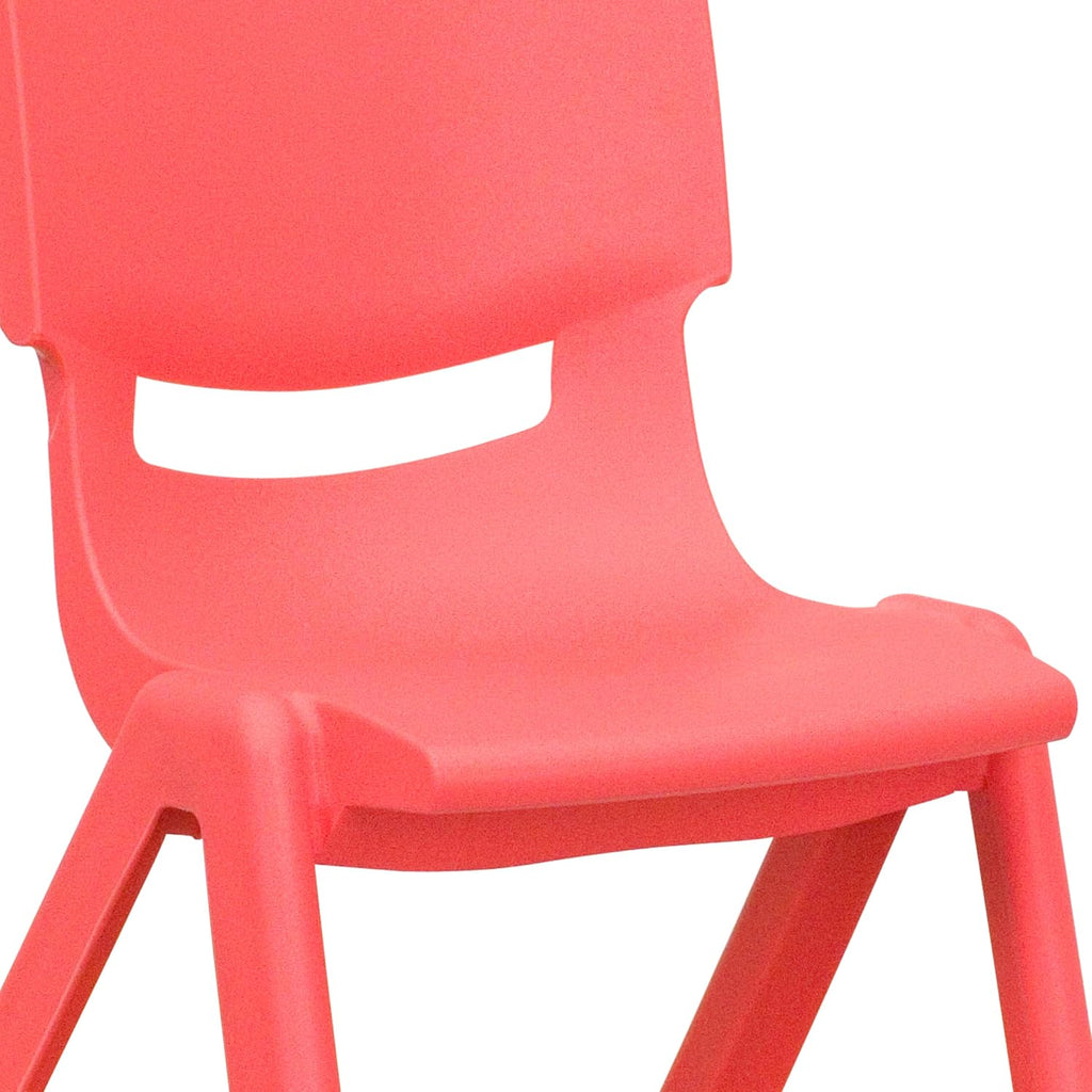 EMMA + OLIVER 4 Pack Red Plastic Stackable School Chair with 10.5" H Seat, Preschool Chair