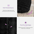 TYBOATLE 3 in 1 Giant Bean Bag Chair for Adults, Plush Fluffy Bean Bag Couch w/High-Density Memory Foam Filling, Convertible Floor Sofa to Mattress for Dorm, Apartment (Black)
