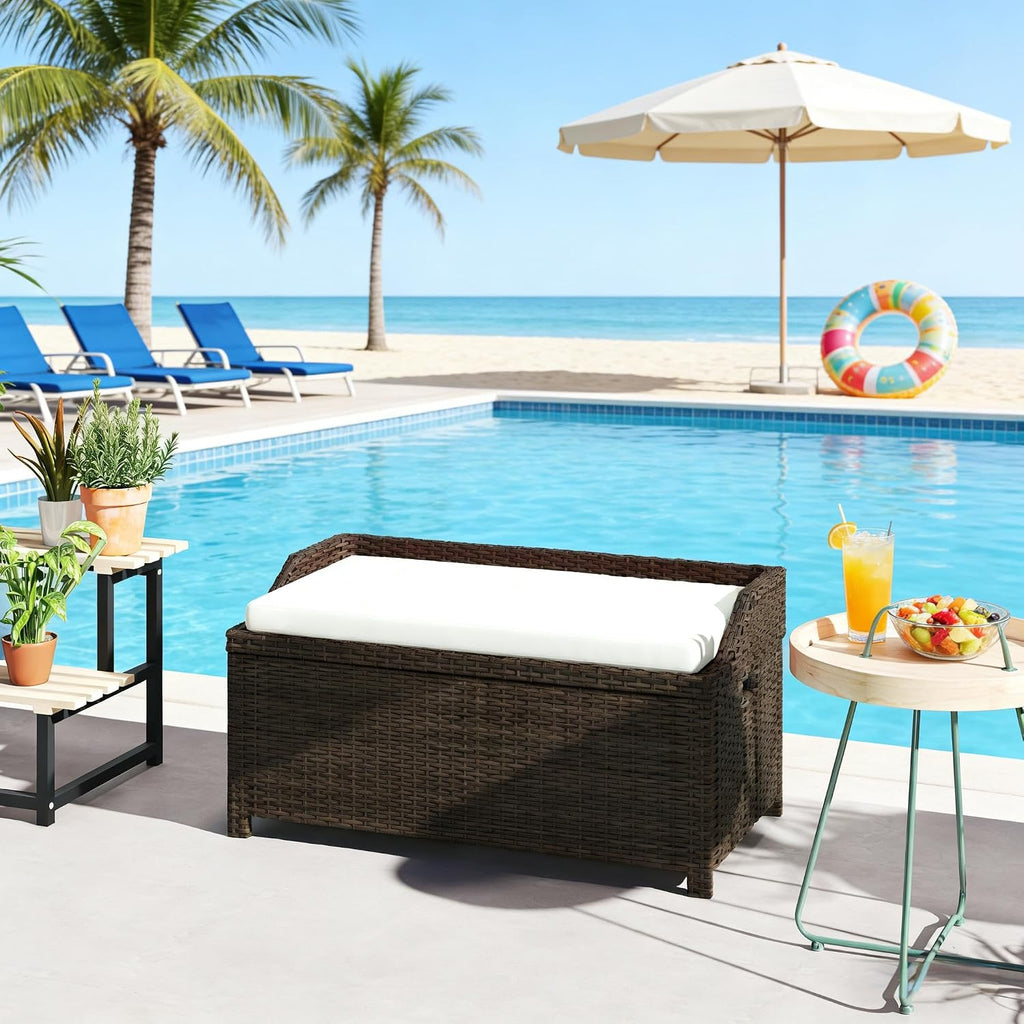 GOWE Storage Box,Outdoor Wicker Storage Bench