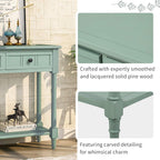 Knocbel Antique Entry Console Table with Drawers & Bottom Open Shelf, Wood Sofa Tables for Entryway Hallway Living Room, 35.43" W x 13.8" D x 30.25" H, Retro Blue