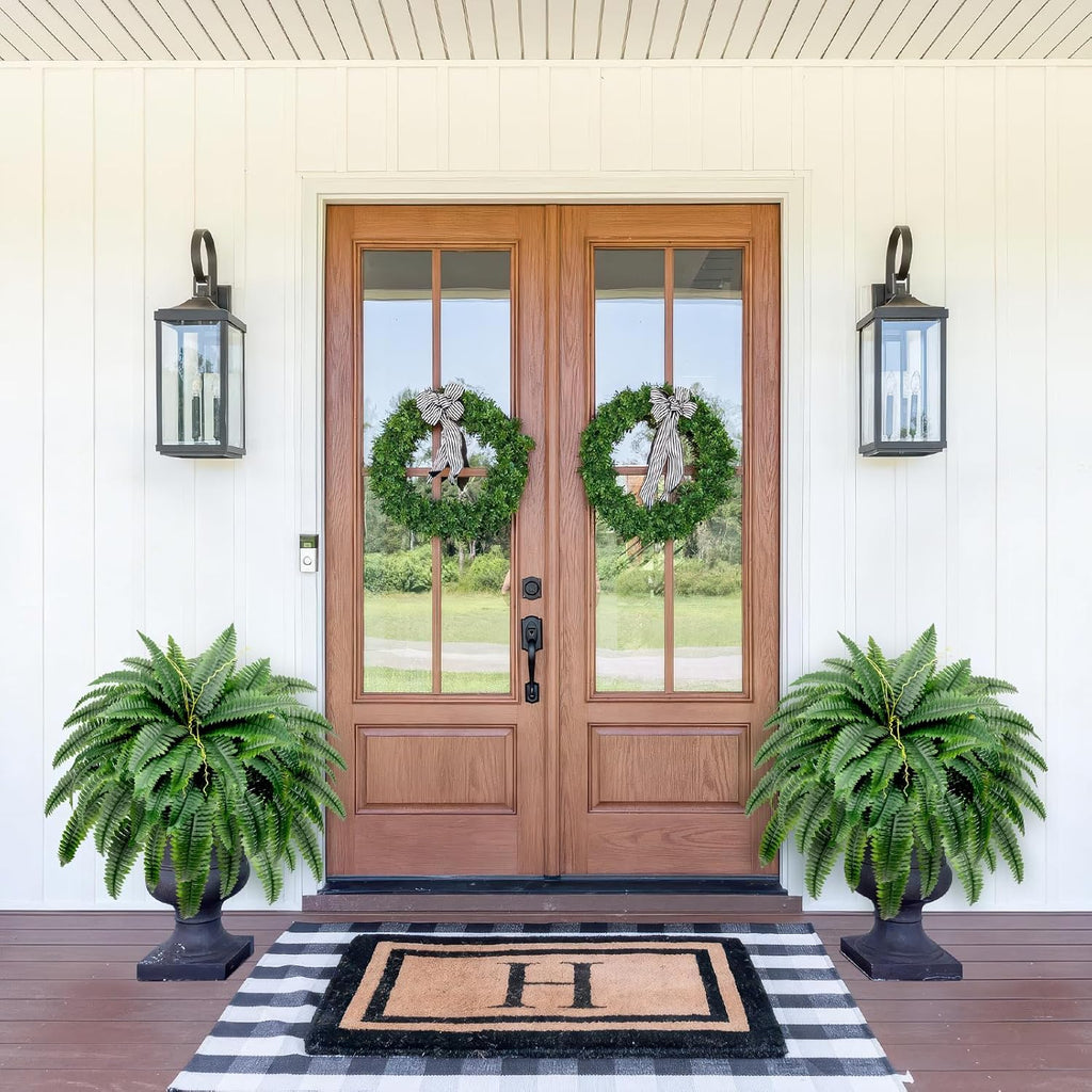 Artificial Boston Fern Bush - Set of 2 45Inch Fake Ferns with 55 Fronds, Large Hanging Faux Plants Decor, UV Resistant Faux Fern Vines Silk Greenery for Outdoor Indoor, Porch, Farms, Patio