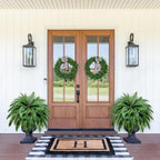 Artificial Boston Fern Bush - Set of 2 45Inch Fake Ferns with 55 Fronds, Large Hanging Faux Plants Decor, UV Resistant Faux Fern Vines Silk Greenery for Outdoor Indoor, Porch, Farms, Patio