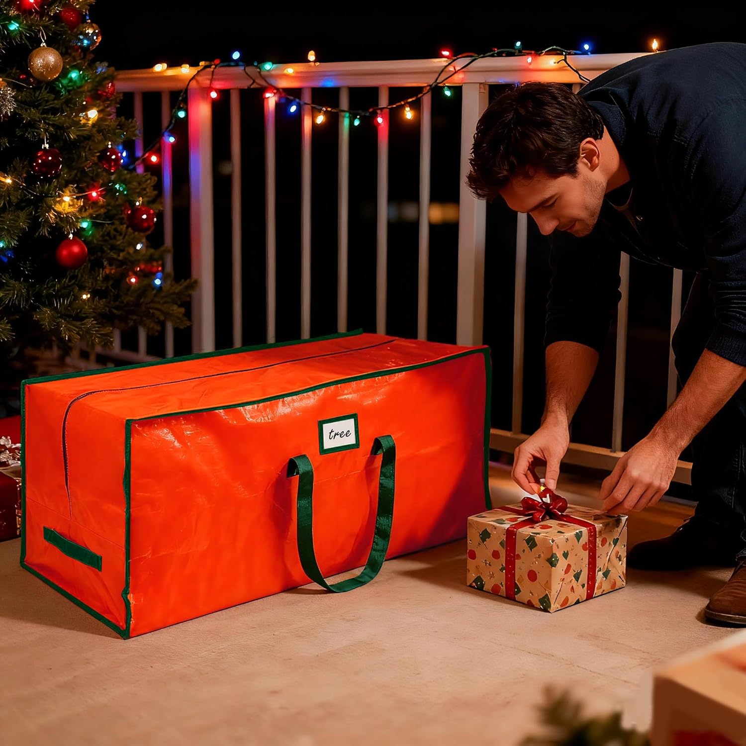FUCDTEFC 9 Ft Christmas Tree Storage Bag, Large Heavy Duty Artificial Tree Bag with Reinforced Handles and Dual Zippers, Extra Large Waterproof Durable Storage Container for Xmas Trees (Red)
