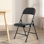Nazhura 4 Pack Folding Chairs with Padded Vinyl Cushion Chairs with Comfortable Cushion and Durable Steel Frame for Home and Office, for Indoor and Outdoor Events (Black, Vinyl)