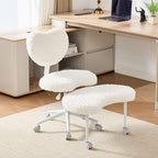 Artificial Rabbit Hair Meditation Chair Plus, Cross Legged Chair with Wheels, Beige, 36.2" L x 27.9" W x 41.3" H