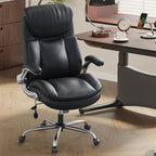 Office Chair Big and Tall, Adjustable Lumbar Support for Back Pain Relief, Double Cushioned Comfy Ergonomic Home Office Chair, Extra Wide Seat & Flip-up Armrests Office Chairs