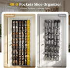 48 Pockets Over the Door Shoe Organizer, Large Mesh Hanging Shoe Rack, 6-Column Heavy Duty Shoe Storage for Sneakers and Heels, Behind Door Holder for Entryway Bedroom Dorm College, Black