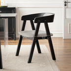 Chogori Wooden Dining Chairs, Modern Dining Room Chairs with Arms and Upholstered Seat, Farmhouse Style Chairs for Kitchen, Dining Room, Living Room (Black, Set of 4)