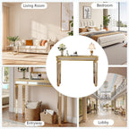 Gold Mirrored Console Table, 48" Rectangle Glass Sofa Table with Mirrored Vintage Carved Elements,Modern Luxury Mirror Furniture for Living Room Foyer Entrance Entryweay Hallway