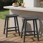 Ciokea 2 Set 29" Outdoor Bar Stools Heavy Duty HDPE Outdoor Stools Weatherproof Waterproof Patio Seats Modern Bar Height Tall BarStools for Bar Deck Balcony Kitchen Yard, Black