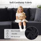 Korser Cloud Modular Sectional Sofa with L-Shaped, Boneless Couches for Living Room, Fluffy Comfy Corduroy Deep Seat with Ottoman, Bedroom, Apartment, No Assembly Required