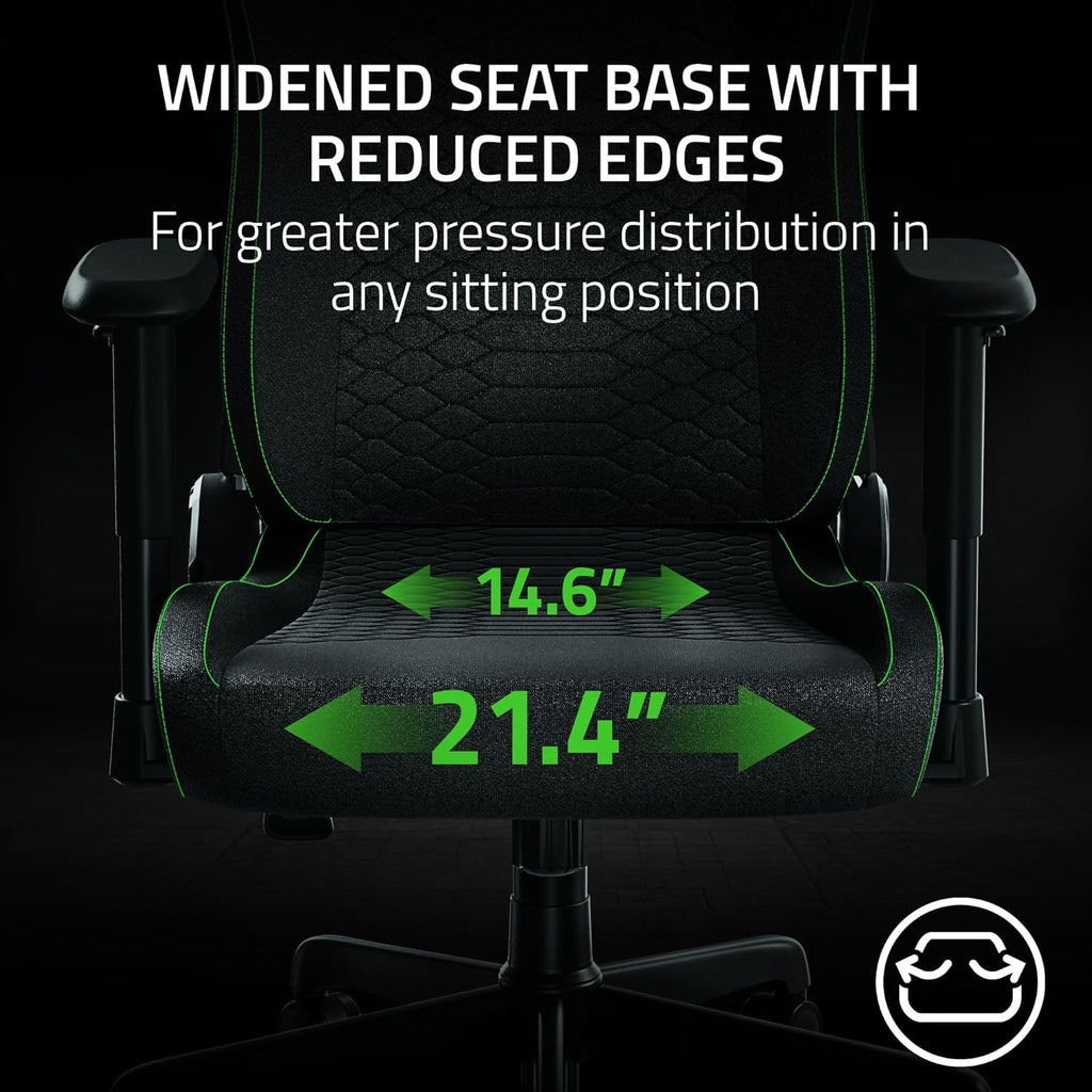 Razer Iskur V2 X Ergonomic Gaming Chair — Built-in Lumbar Support, Widened Seat Base, High-Density Foam Cushions, Adjustable 152° Recline, 2D Armrests, Plush Fabric Finish, PC Gaming — L33T Edition