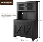 IDEALHOUSE 63" Kitchen Pantry Cabinet with Drawers, Hutch Cabinet with Storage, Microwave Stand, Adjustable Shelves, Freestanding Tall Pantry Storage for Dining Room, Living Room, Black