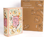 Occasionals Book Shaped Ceramic Vase, for Home Decor, Cute Bookshelf Decor, Unique Gift for Book Lovers, Readers, Cat Lovers and Cat Mom. Decorative Flower Vase for Home Office, Kitchen, Bookshelf