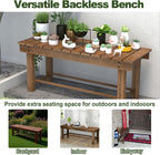 Outdoor Garden Bench, Solid Wood Patio Park Bench All-Weather 2-Person Seat Backless Bench, Anti-Corrosion Anti-Rust Garden Benches for Deck, Porch, Poolside, Yard & Balcony (Black, 35.5 in)