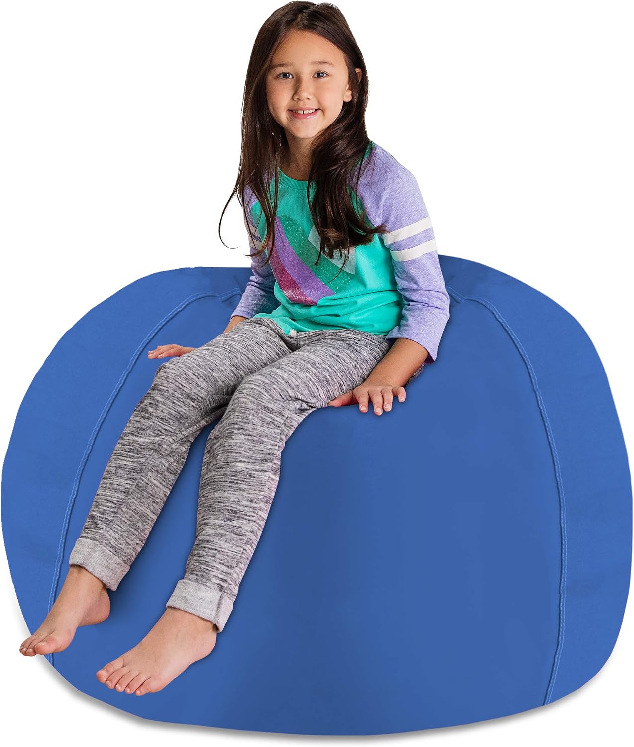 Posh Stuffable Kids Stuffed Animal Storage Bean Bag Chair Cover - Childrens Toy Organizer, X-Large 48" - Solid Royal Blue