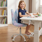 chairus Kids Desk Chair Butterfly Faux Fur Study Chair for Teenage Girls Adjustable Kids Vanity Chair for Bedroom Reading Living Room, Small Cute Student Task Chair with White Foot, Baby Blue