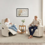Nursery Rocking Chair, Oversized 360° Swivel Glider Recliner Chair, Chenille Silent Nursery Rocker with 2 Pillows and Footrest, Cozy Reclining Sofa for Living Room, Bedroom, Nursing, Beige