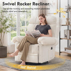 Korser 360° Swivel Rocker Recliner Chair, Rocking Chair Nursery with Massage and Heat, Small Recliners for Small Space, Manual Reclining Chair with Cozy Chenille Fabric, Side Pockets for Living Room