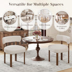 Wooden Dining Chairs Set of 2, Upholstered Kitchen Chairs with Solid Wood Legs, Mid Century Dining Room Chair with Ergonomic Curved Backrest for Kitchen Dining Vanity, Beige