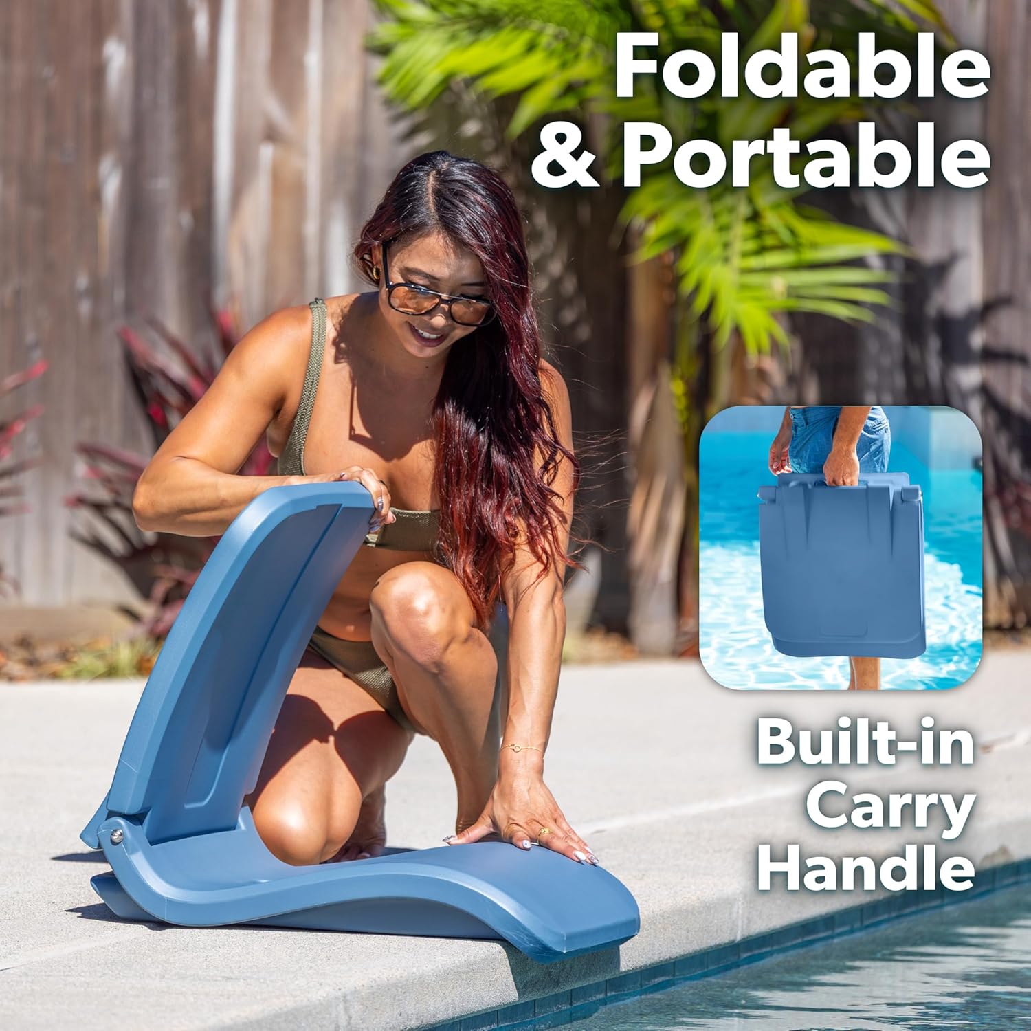 Coast Modern Portable Poolside Chair – Adult Foldable Flip Chair for Pool, Beach, Tailgating & Stadium – Durable Plastic with Back Support