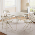 Folding Card Table and Chair Set of 5, No Assembly Required, Beige | Portable Square Card Table with 4 Padded Chairs, Foldable Chairs and Tables for Home, Indoor and Outdoor, Space-Saving