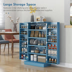 Storage Cabinet, 41" Kitchen Pantry with 12 Door Shelves and Adjustable Shelving, Double Doors, Blue