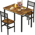 3 Piece Dining Table Set for 2, Small Wooden Kitchen Table Set with Chairs, Space Saving Breakfast Nook Table and Chairs Set of 2, Modern Dinette Set for Dining Room, Apartment, Small Space, Brown