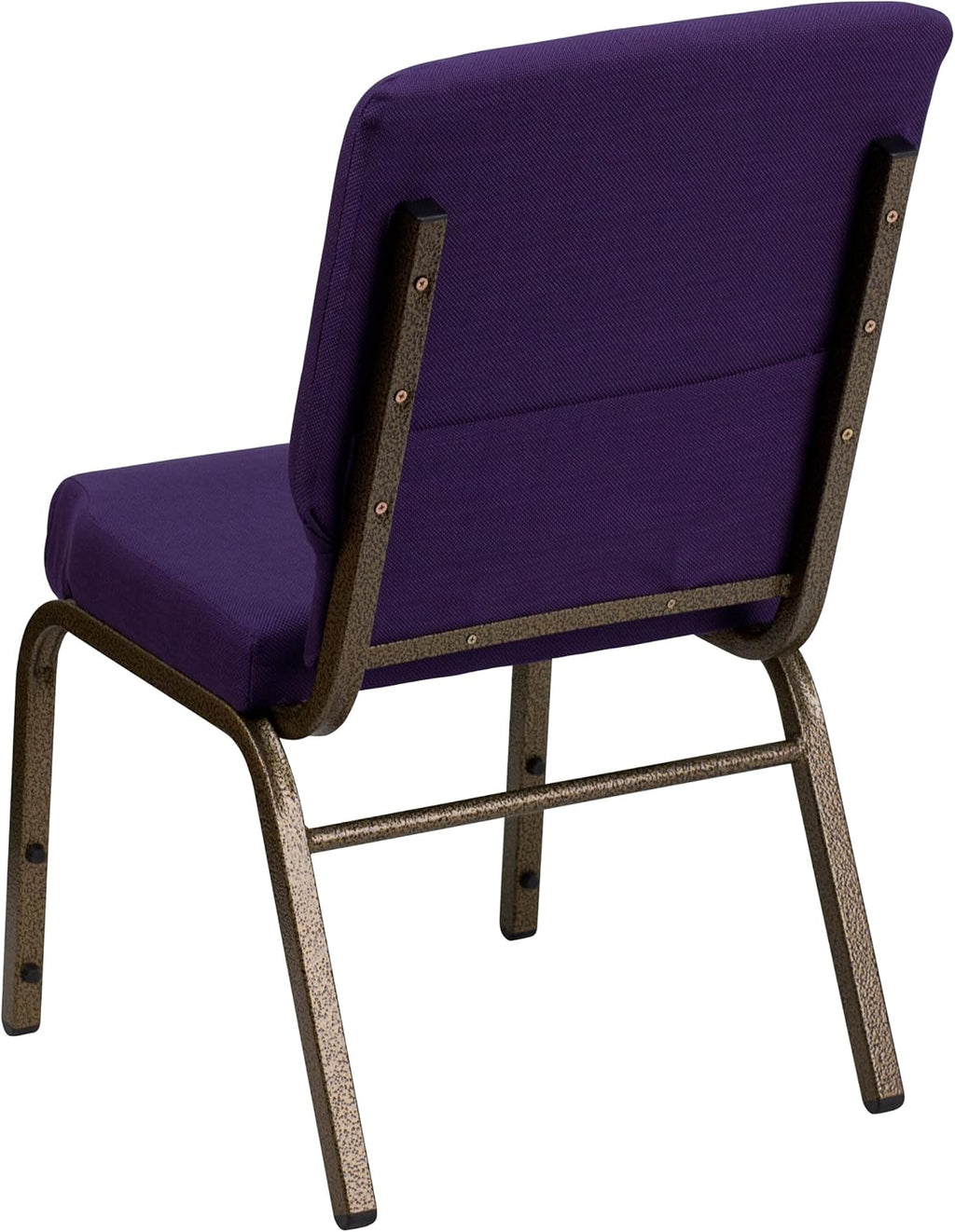 EMMA + OLIVER Stacking Auditorium Chair with 19" Seat - Royal Purple Fabric/Gold Vein Frame