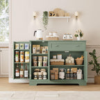 HOSTACK Buffet Cabinet with Storage, Modern Sideboard Buffet with Doors, Wood Coffee Bar Kitchen Storage Cabinet with Drawer and Adjustable Shelf for Kitchen, Dining Room, Living Room, Green