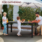 PIZZELLO Patio Dining Table for 6, 59" Rectangular Outdoor Patio Tables with Wood-Like HDPE Slat Top, All Weather Metal Outdoor Dining Table for Lawn Backyard Garden, Black