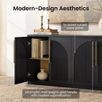ModernMate Arched Sideboard Cabinet, Black Wood Grain Buffet Table with Wave-Panel Doors and Soft-Close Hinges, 31" Modular Storage Credenza for Entryway, Hallway & Living Room