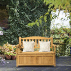 Outdoor Wooden Storage Bench with Armrests, Large Deck Box and Seating, Patio Organizer Loveseat, 44" Fir Wood, Weather Resistant for Garden, Backyard, Porch, Deck Box Seat for Porch Backyard Poolside