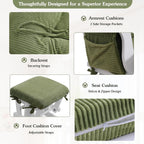 ANMINY 5pcs Glider Rocker Replacement Cushions Set - Thickened Fleece Glider Rocking Chair Cushions with 29.5 inch High Backrest & Side Pockets for Indoor Nursery, Washable & Non Slip, Green