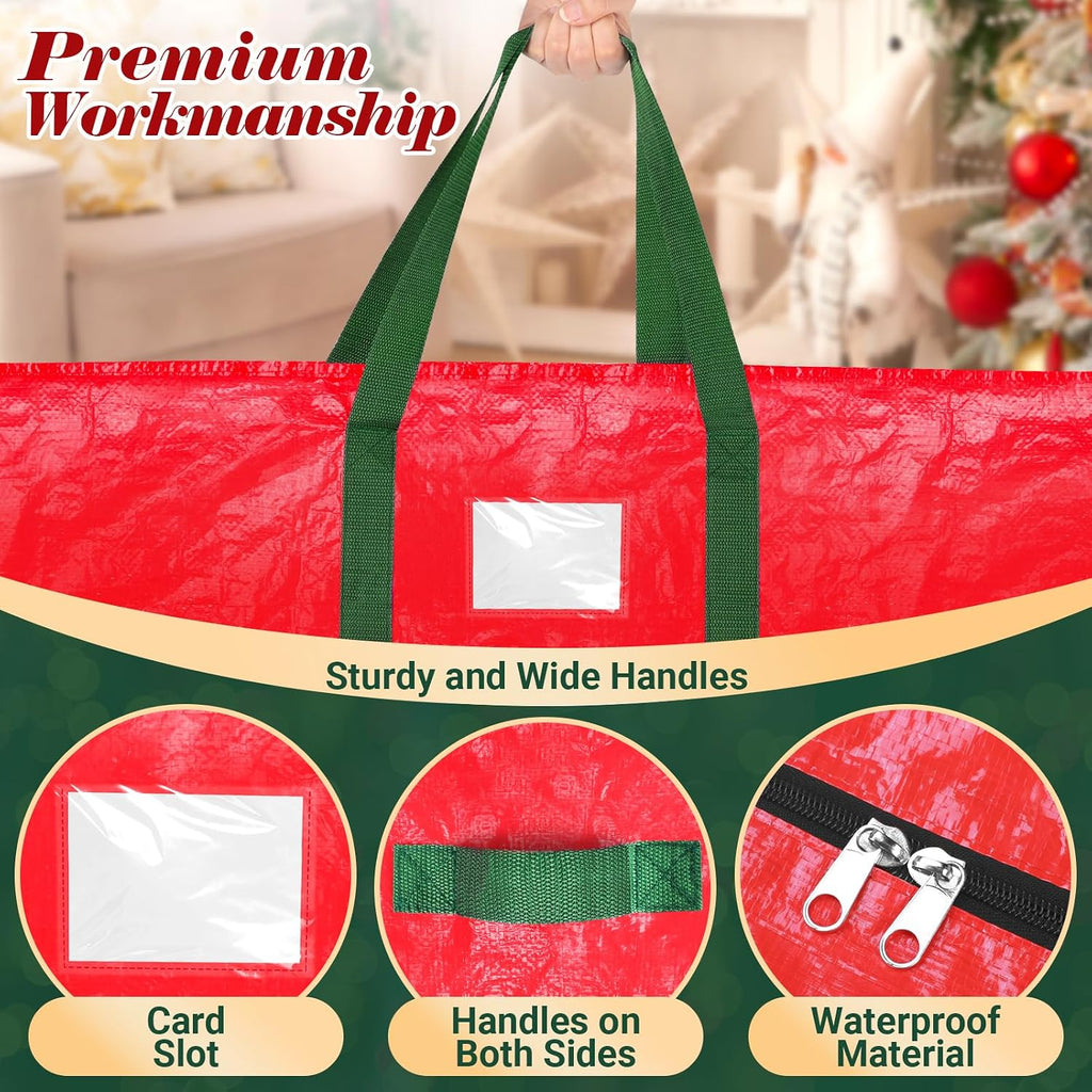 BlessedSeason Christmas Tree Storage Bag 9 Ft With 2 Large Tinsel Garland Bags, Waterproof Material, Reinforced Handles & Dual Zipper (Red)