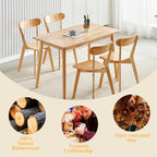5-Piece Solid Wood Dining Table and Chairs Set for 4, Modern Wood Kitchen Table Set Kitchen Table with 4 Wooden Dining Chairs Set for Small Space