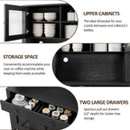 IDEALHOUSE 63" Kitchen Pantry Cabinet with Drawers, Hutch Cabinet with Storage, Microwave Stand, Adjustable Shelves, Freestanding Tall Pantry Storage for Dining Room, Living Room, Black