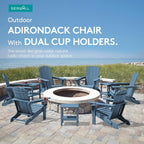 SERWALL Folding Adirondack Chair, HDPE Adirondack Chairs Set of 2, Plastic Outdoor Chairs- Looks Exactly Like Real Wood- Navy