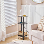 HOOBRO Side Table and Round Side Table Bundle, Round End Accent Table with Sturdy Metal Pedestal, 3-Tier Compact Sofa End Table with Charging Station, BB95BZ01-BB219UBZ01