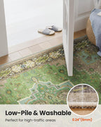 AMADA HOMEFURNISHING 8x10 Area Rug for Living Room, Vintage Washable Area Rug Low-Pile & Non-Slip Carpet for Bedroom Dining Room Nursery Home Office, Green