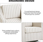 Swivel Accent Chair, Modern Round Barrel Arm Chair for Living Room, Bedroom, Comfy Club Reading Chairs for Adults (Pinstripe Light Brown, Set of 2)