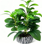 Realistic Artificial Potted Plant, Faux Indoor Greenery for Home Office Living Room Bookshelf Bathroom Decor, Low-Maintenance Space-Saving Fake Plants with Modern Decorative Vase
