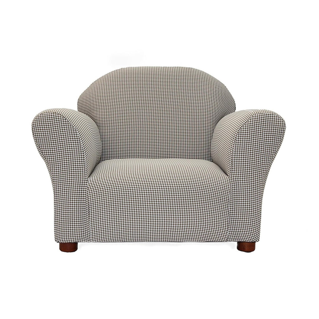 Keet Roundy Gingham Chair for Kids Upholstered Toddler Armchair for Ages 2–5, Sturdy Wooden Frame, Soft Durable Cotton Fabric, Lightweight, Fully Assembled, Ideal for Playrooms, Nurseries & Bedrooms.