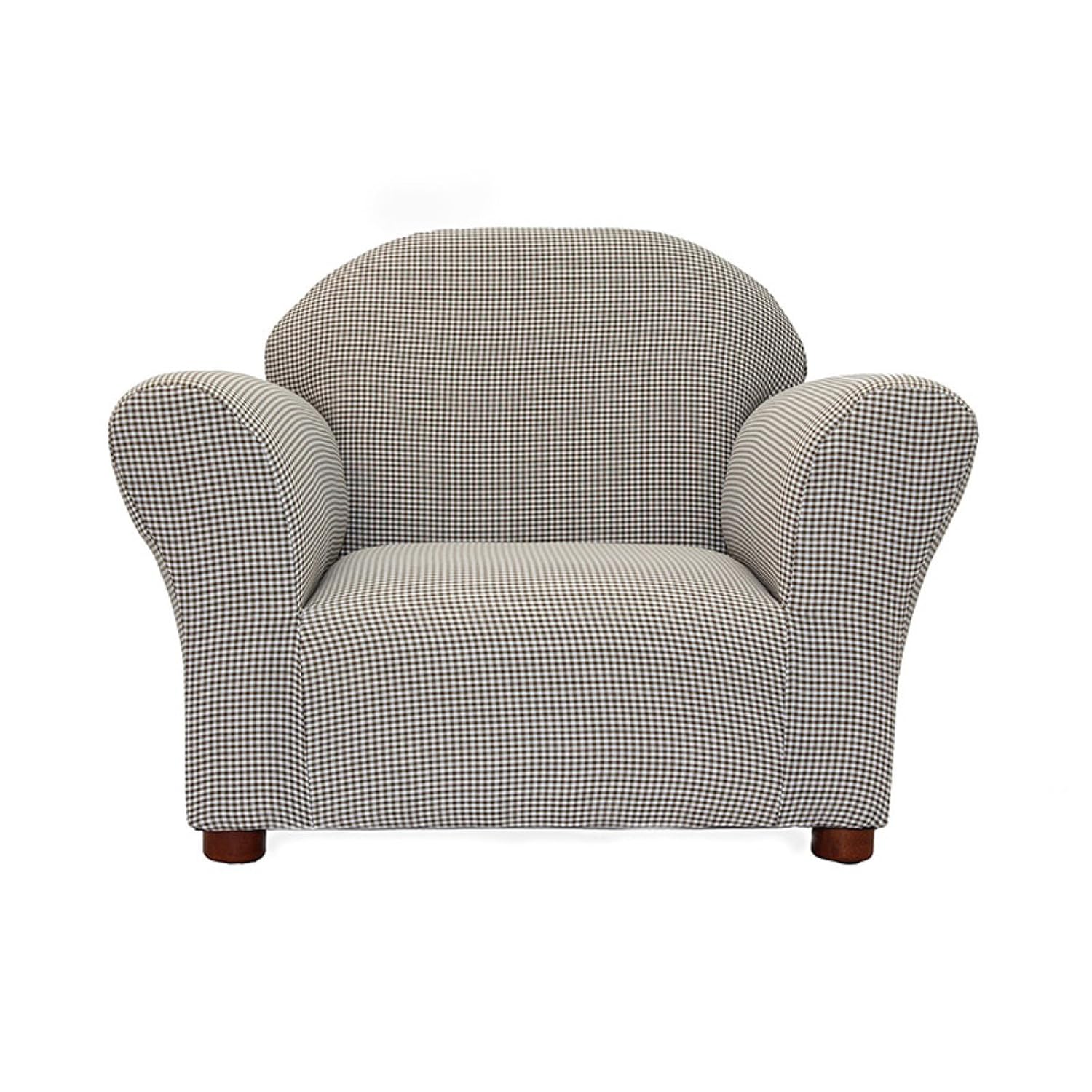 Keet Roundy Gingham Chair for Kids Upholstered Toddler Armchair for Ages 2–5, Sturdy Wooden Frame, Soft Durable Cotton Fabric, Lightweight, Fully Assembled, Ideal for Playrooms, Nurseries & Bedrooms.