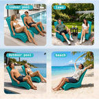 Pool Lounge Chair, S Shape HDPE in-Pool Chaise with Wheels, Patio Outdoor Lounge Chair for Pool Deck, Garden, Backyard & Beach