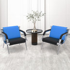 Waiting Room Chairs with Armrest, PU Leather Office Furniture, Lobby Conference Reception Chairs, Office Guest Seating for Clinic,Airport,Hospital,Barber,Salon,Bank (Blue & Black, 2-Seat)