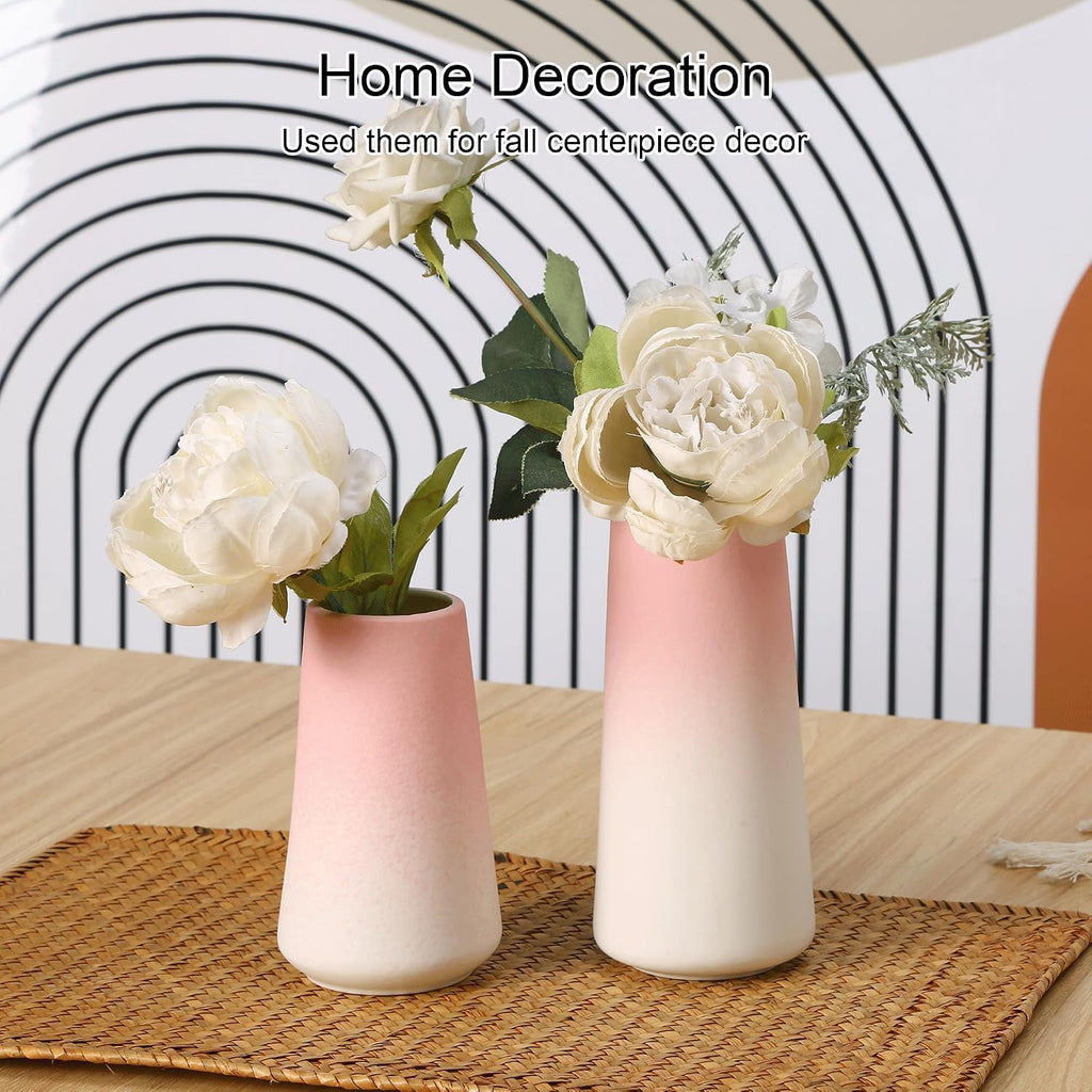 Pink Vase, Small Ceramic Vase, 8 inch Tall Vases for Flowers Pampas Grass Bud Roses Living Room Entry Table Bathroom Home Decor, Modern Style(Pink)