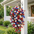 Red White and Blue Hanging Flowers, Patriotic Hanging Flower Baskets,Resistant Faux Silk Flowers, for Porch, Yard, Veterans Memorial Day Patio Home