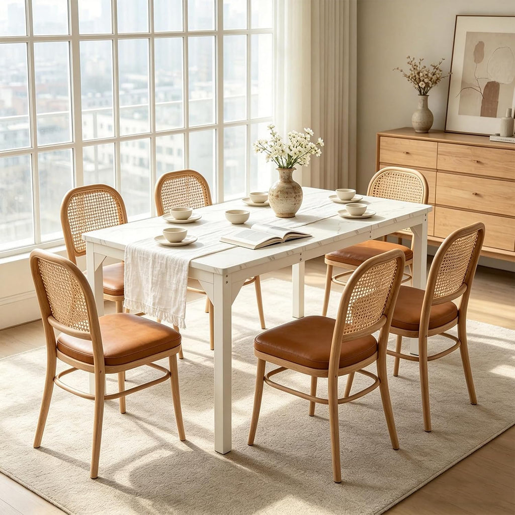 Garvee Industrial Dining Table for 6-8 People, 71" Long Large Kitchen Table with Sturdy Metal Frame, Rectangular Counter for Dinner, Kitchen, Dining Room (White, 71" Long)
