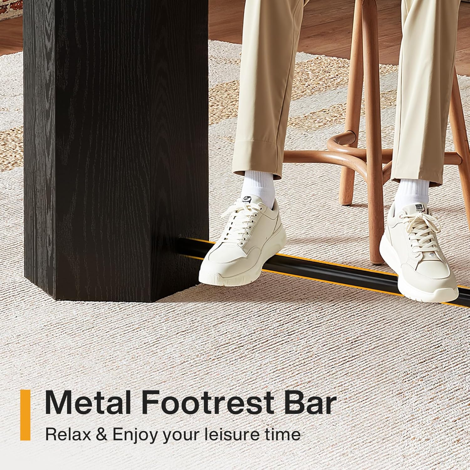 Tribesigns 70.9" Extra Long Bar Table, Industrial Counter Height Table, Rectangular Bar Height Tables with Metal Footrest for Kitchen Dining Room, Living Room, Pub (Rustic Brown & Black)